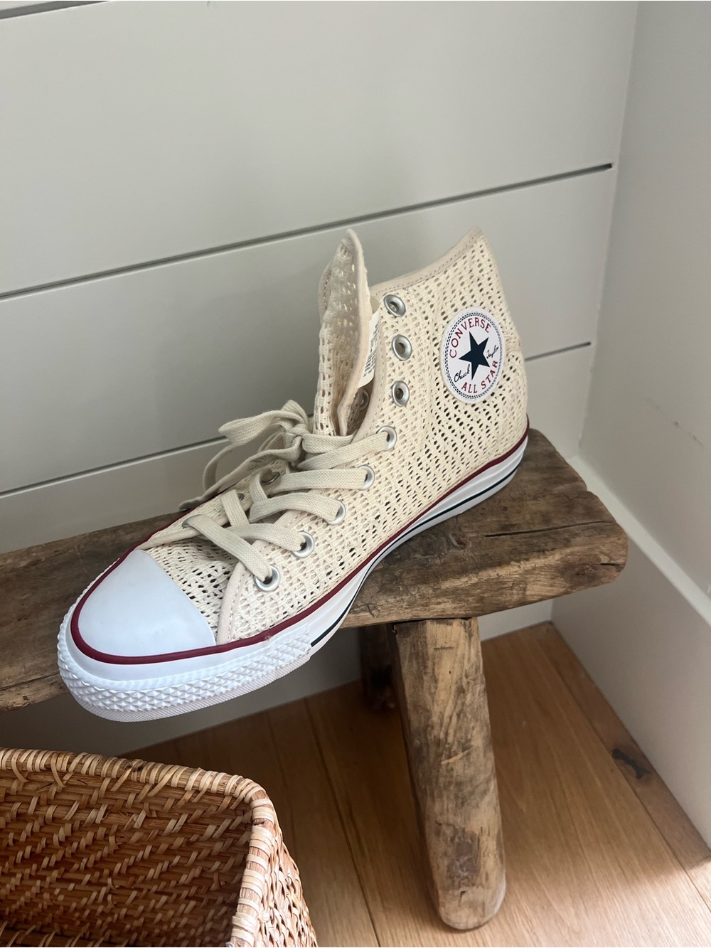 Converse Off-White/Cream Knit High Top Sneaker
